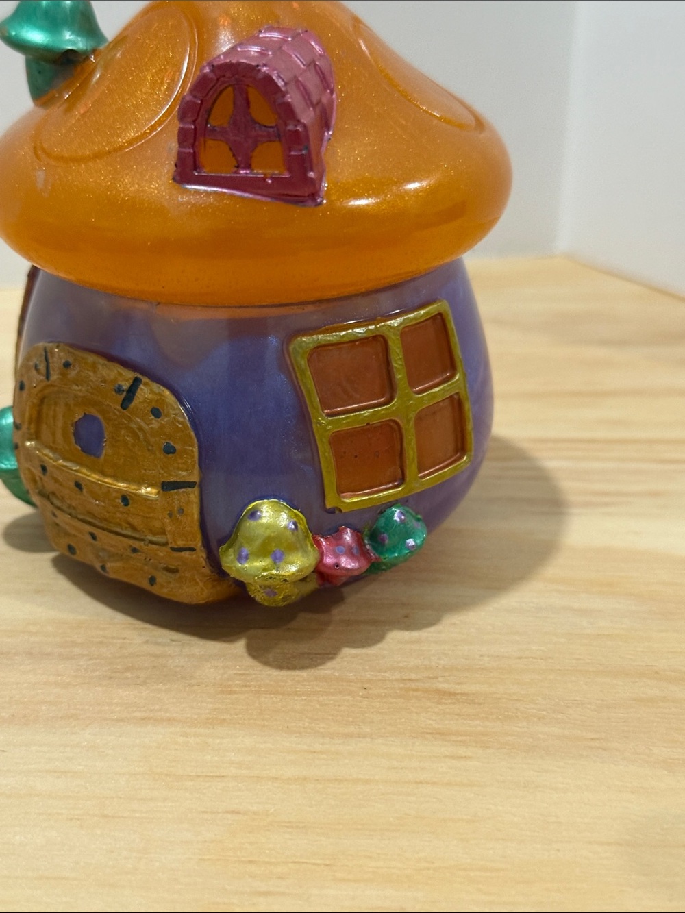 Whimsical Ceramic Mushroom House - Orange & Purple - Picture 3 of 12